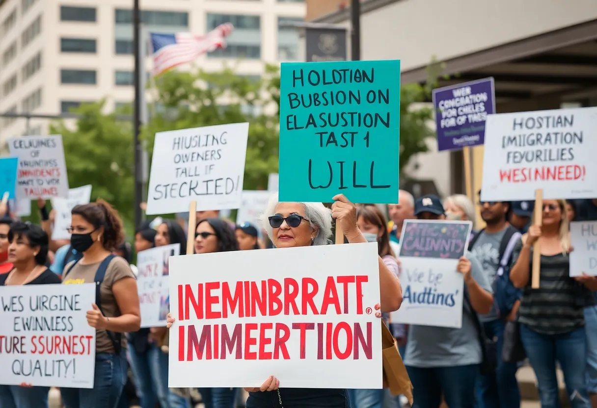 Community members gathered for an ICE protest in Austin