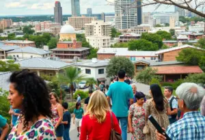 Cityscape of Austin, Texas showcasing its diverse population and neighborhoods