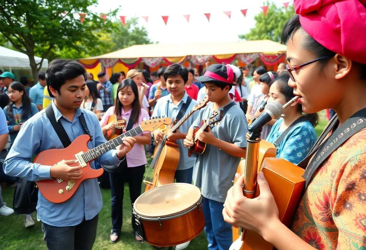 Students performing music during We Love Austin Music Week