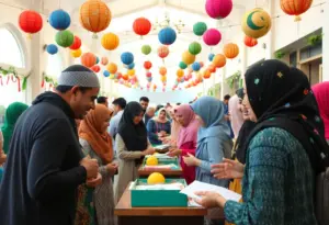 Community gathering celebrating Muslim Heritage Month in Austin
