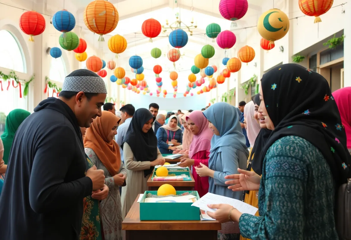 Community gathering celebrating Muslim Heritage Month in Austin