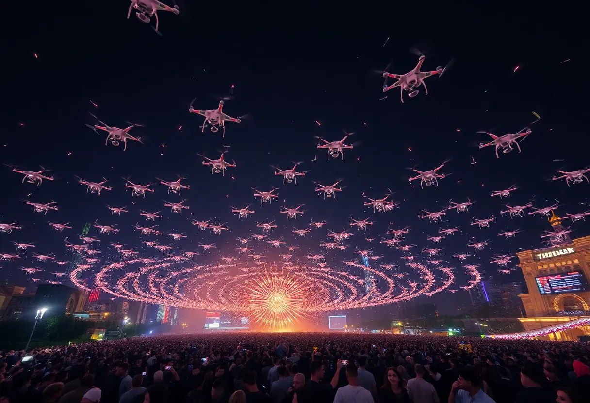 Synchronized drones in Austin's New Year's Eve sky show