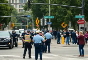 Police investigation scene on North Lamar Boulevard in Austin.