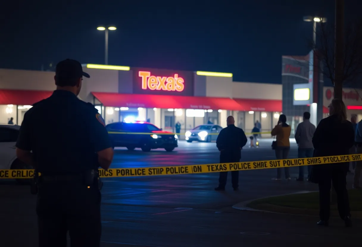Police investigation and scene at a Texas strip mall