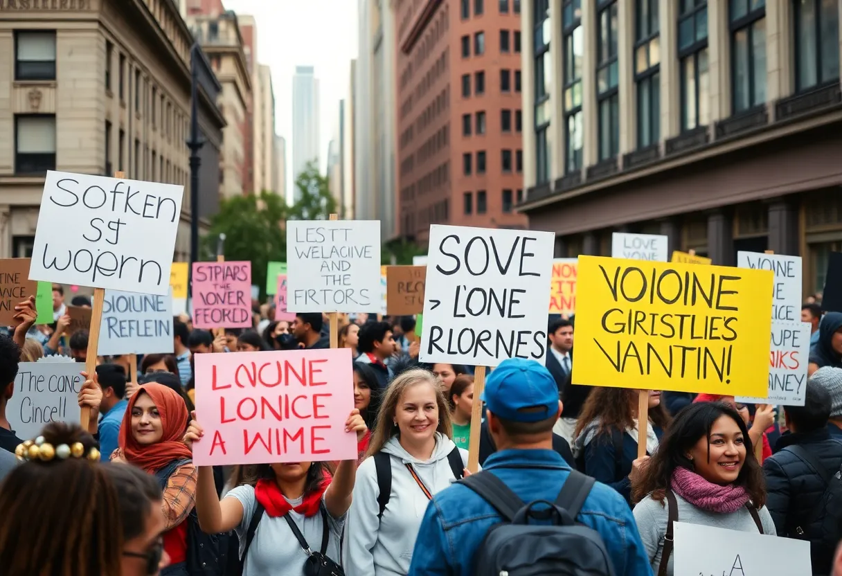 Activists protesting against ICE in Austin