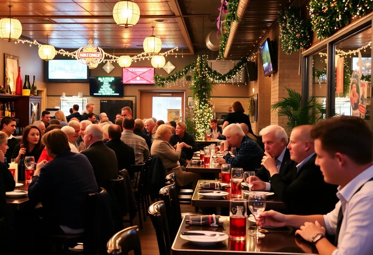 Patrons dining at restaurants in Austin on New Year's Day