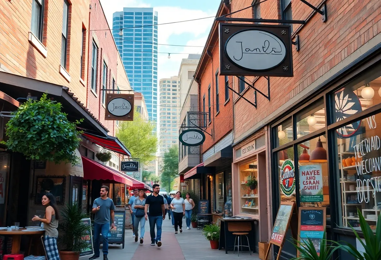 Bustling small business district in Austin, Texas