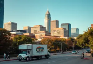 Cityscape of Austin, Texas featuring a mix of skyscrapers and green spaces