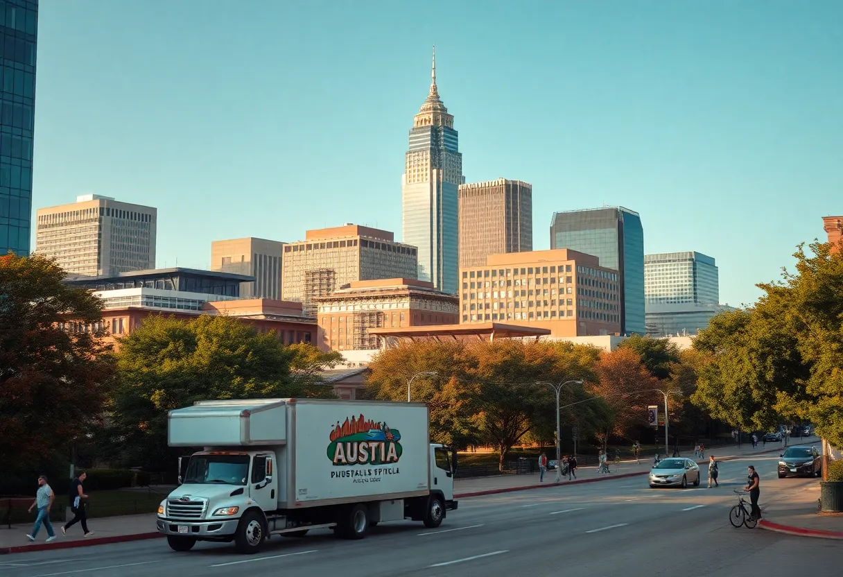 Cityscape of Austin, Texas featuring a mix of skyscrapers and green spaces