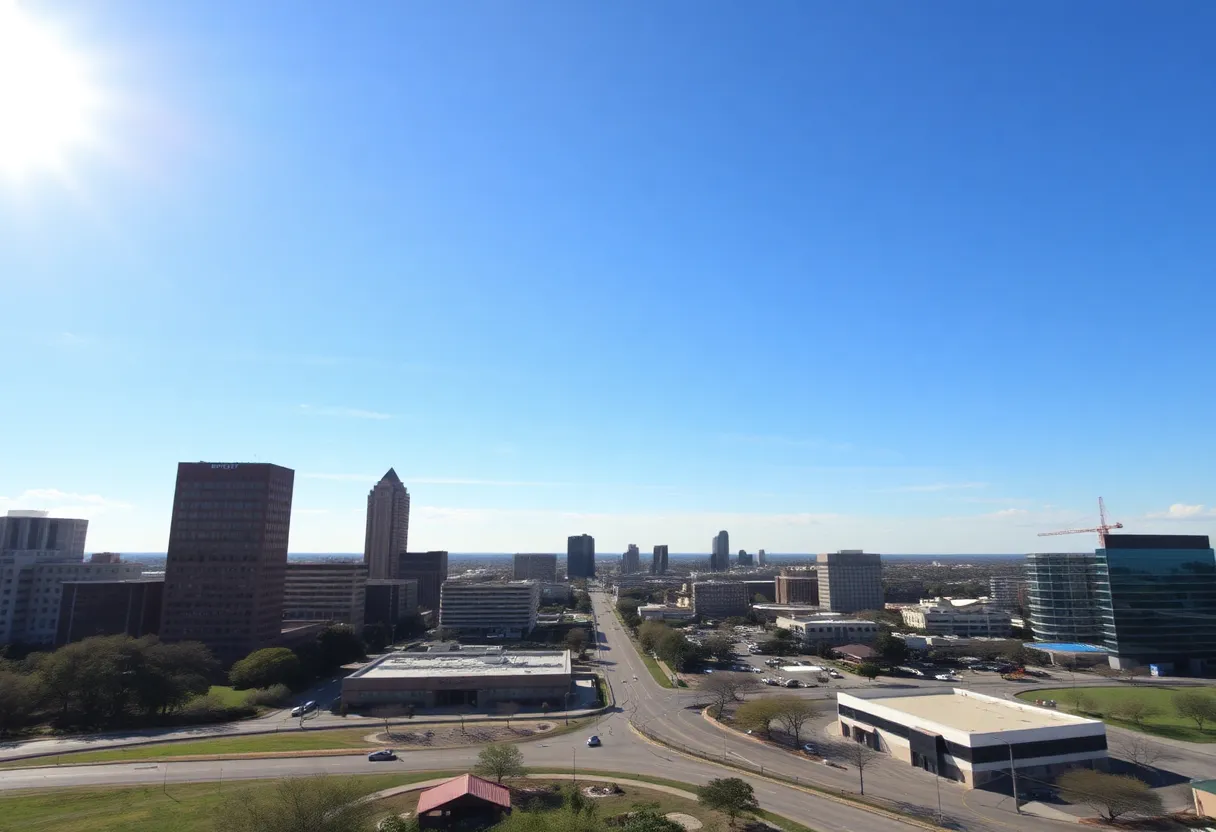 Austin Texas under clear skies and warm sun, representing El Niño conditions.