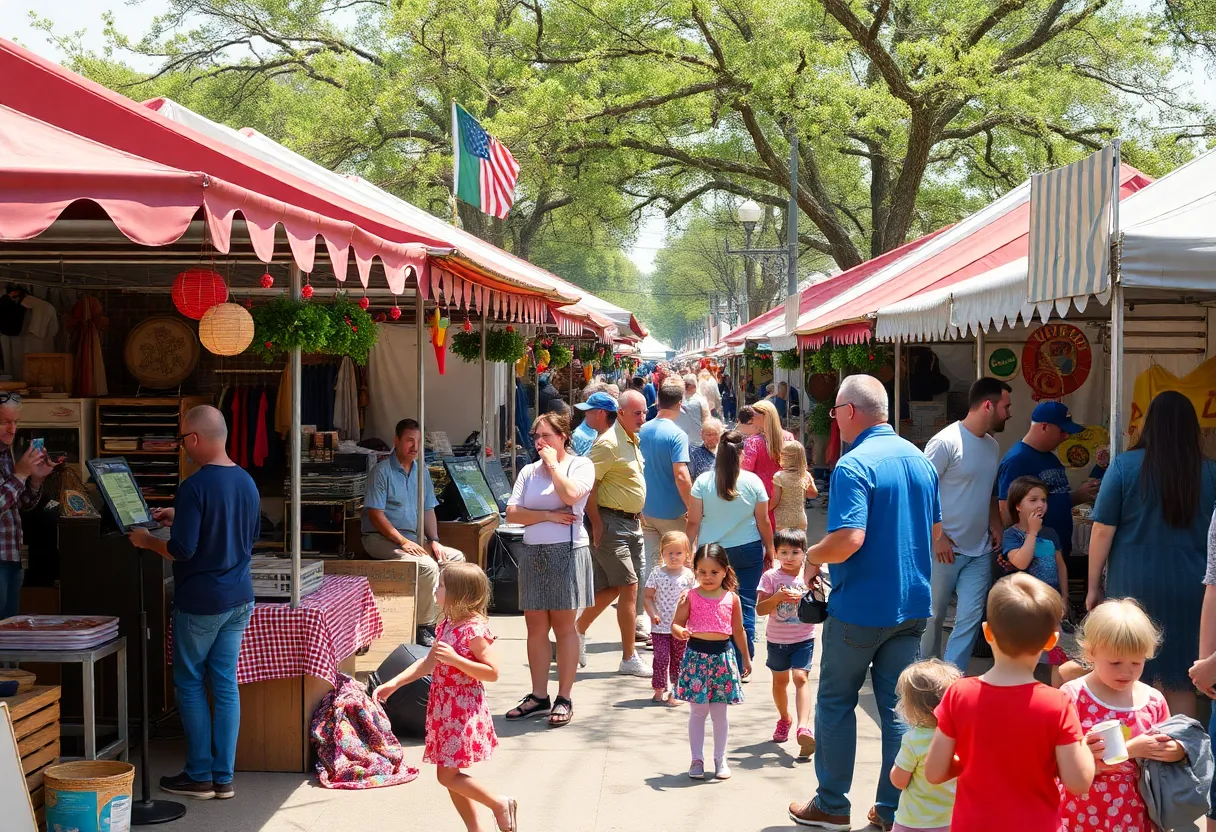 Crowd enjoying vintage sale and music festival in Austin, TX