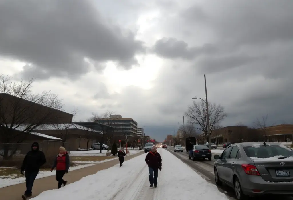 Cold front approaching Austin with winter weather conditions