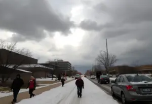 Cold front approaching Austin with winter weather conditions