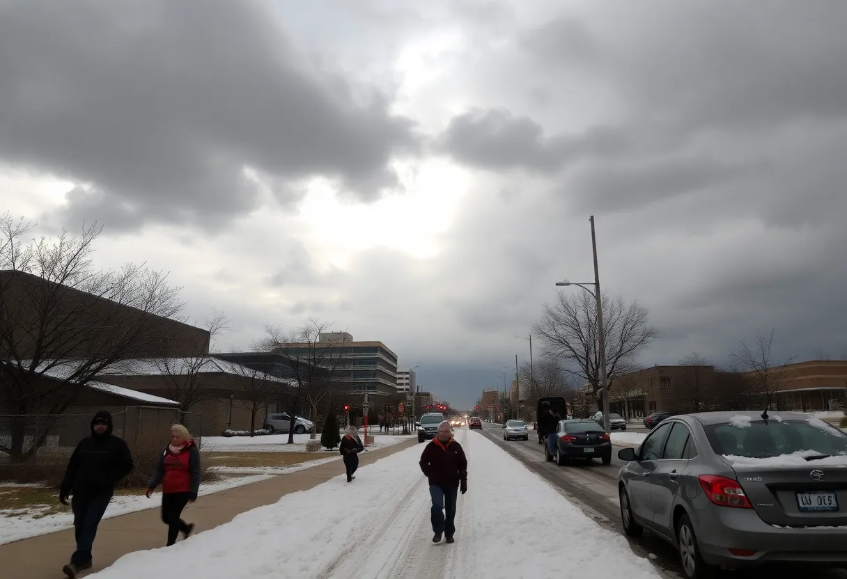 Cold front approaching Austin with winter weather conditions