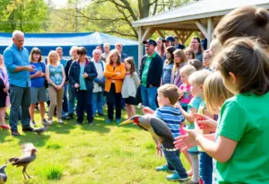 Outdoor lecture on avian adaptations with children activities and birds