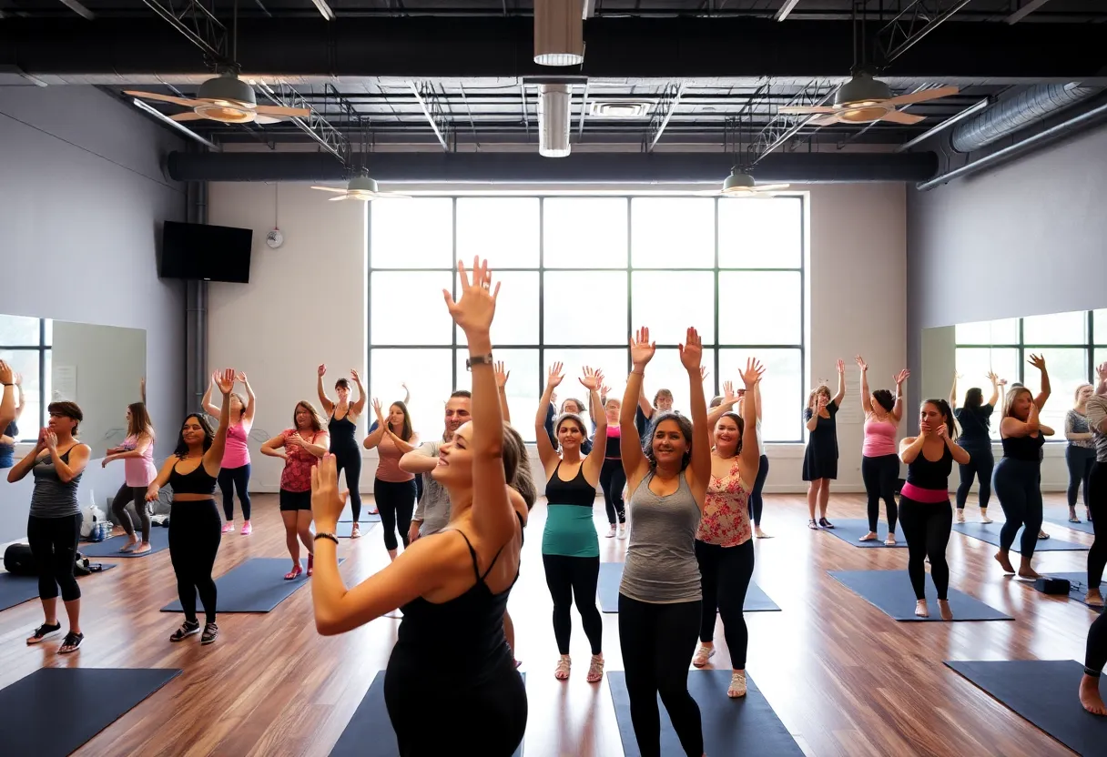 Participants enjoying free fitness classes at Ballet Austin