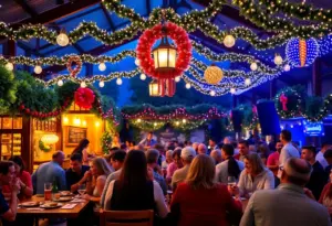 People enjoying the festive atmosphere at Banger's Pardi Gras Celebration