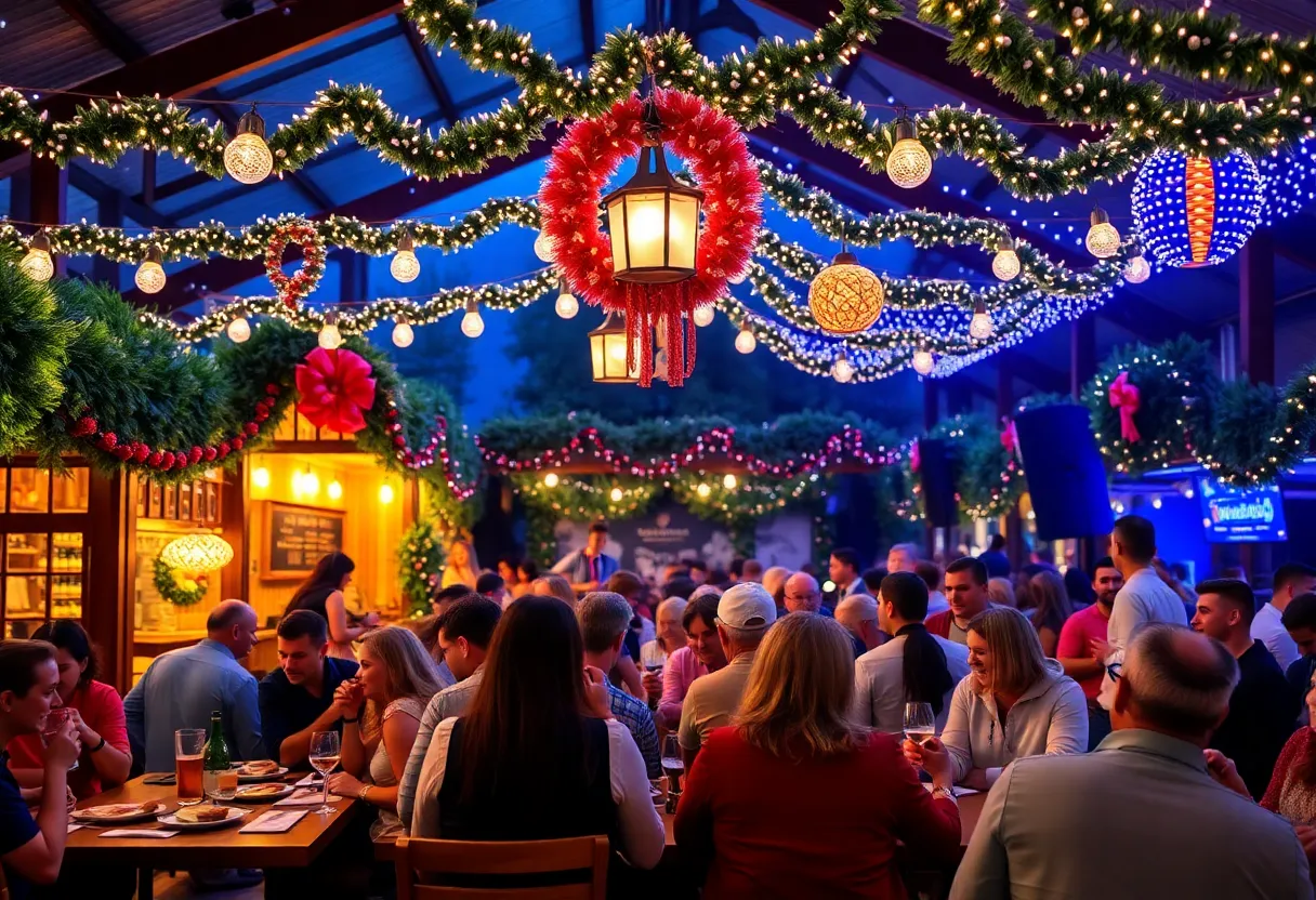 People enjoying the festive atmosphere at Banger's Pardi Gras Celebration