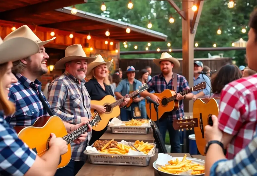 Audience enjoying Bill Hearne's live honky-tonk performance at Cowgirl BBQ.