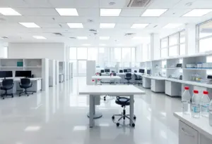 Empty office space representing layoffs in the biopharmaceutical sector