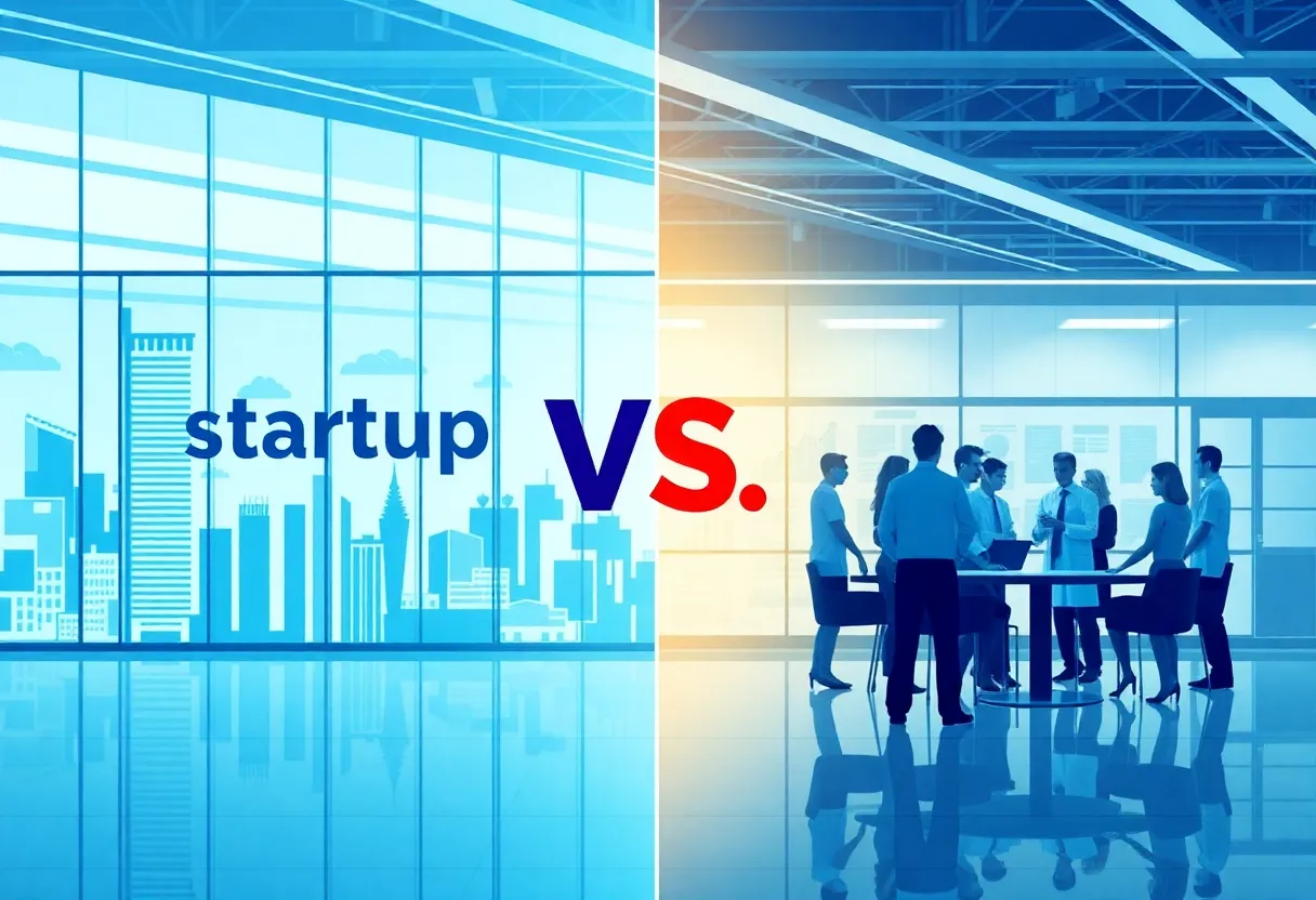 Illustration of contrasting biotech companies, one closed and one optimizing operations.