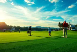 Blades Brown playing golf at The American Express tournament