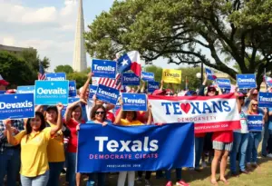 Texans gather for the Blue Texas campaign rally, promoting Democratic candidates.