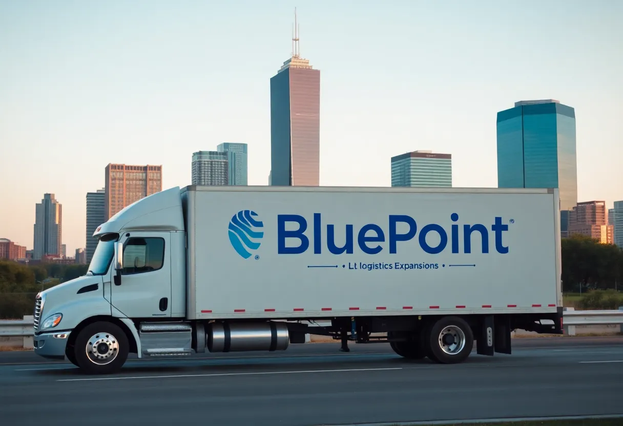 BluePoint Moving Truck representing logistics services in North Texas