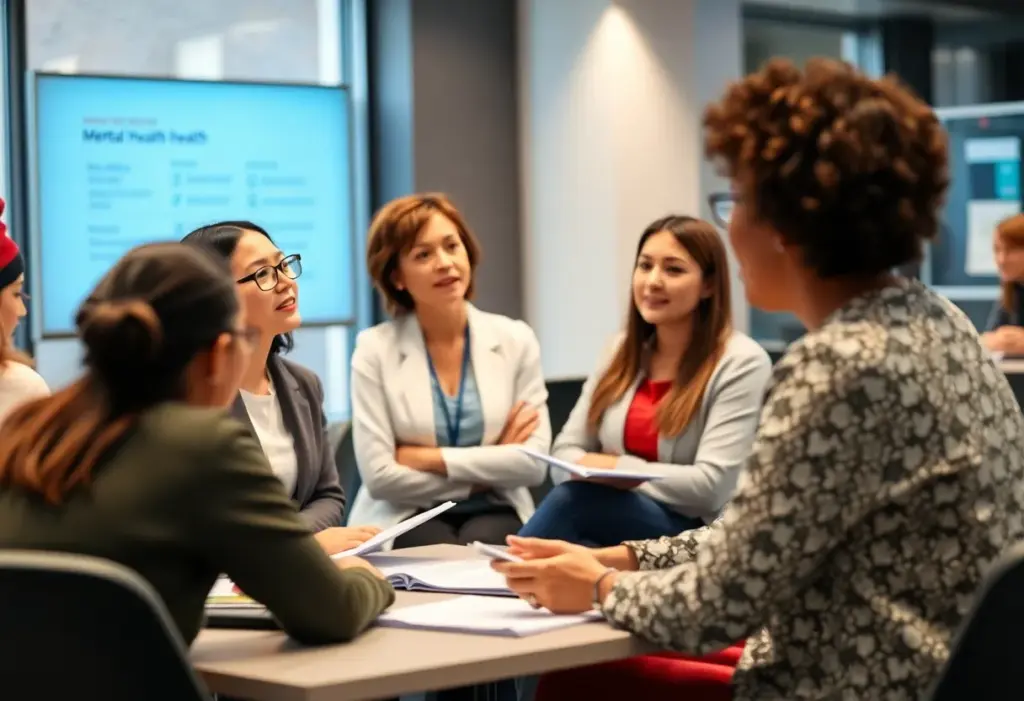 Mental health professionals in a training session for business skills