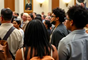 Community members celebrating CAIR Austin Day at the city council meeting.