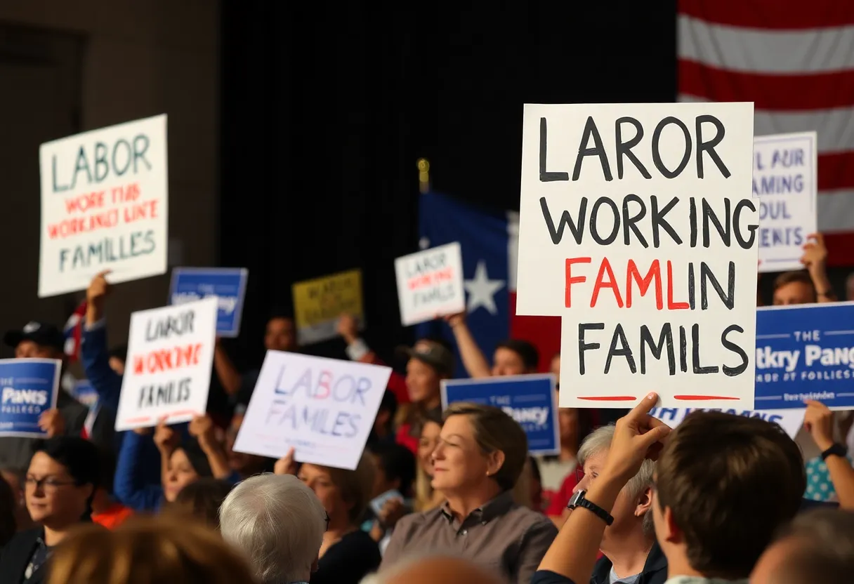 Texas lieutenant governor campaign rally with diverse supporters