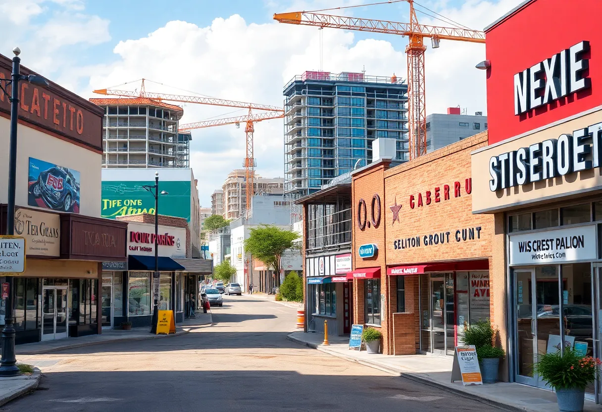 Graphic showing business developments in Central Texas including major retailers and construction.