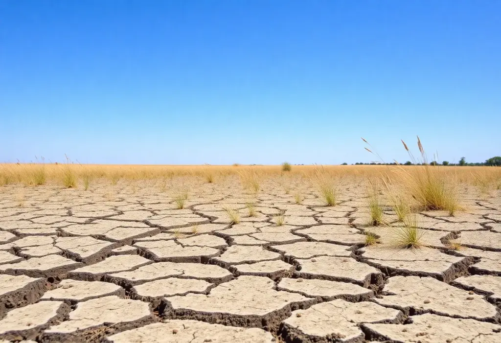Dried landscape showing drought conditions in Central Texas