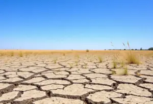 Dried landscape showing drought conditions in Central Texas