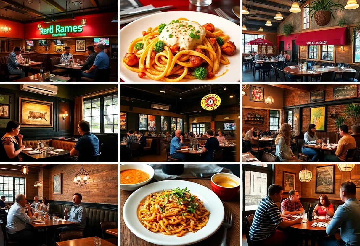 A collage of dining scenes from Central Texas restaurants