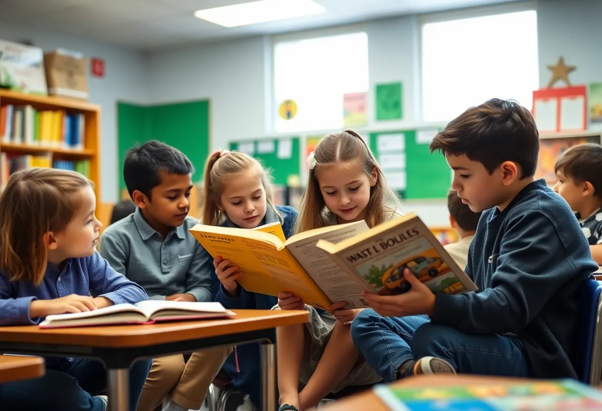 Students actively participating in a classroom environment