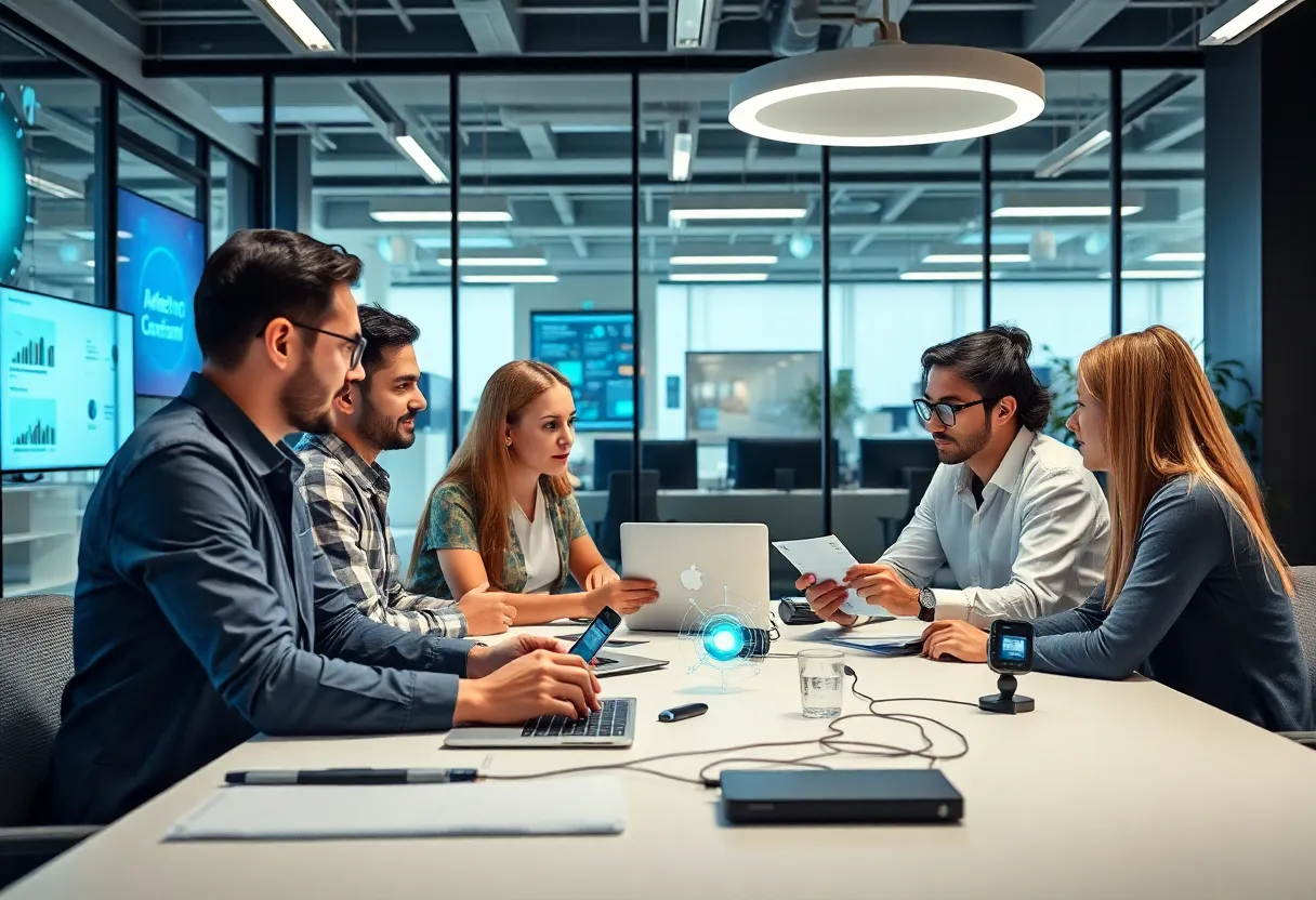 Collaboration in an office on AI-powered marketing strategies