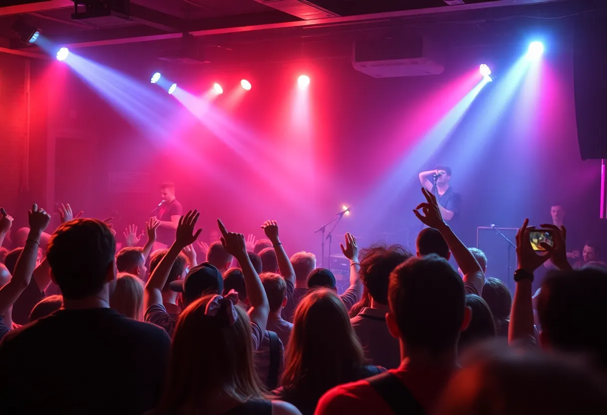 Audience enjoying an indie rock concert at Come and Take It Live