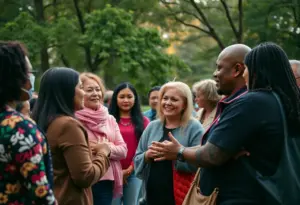 Community members supporting each other after a tragic event.