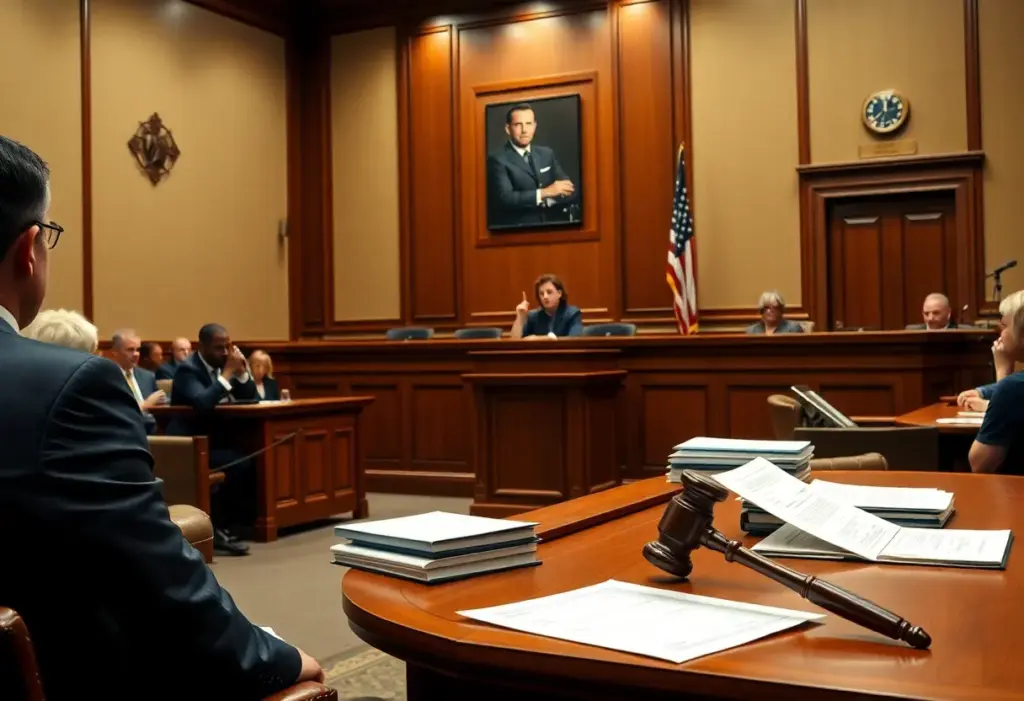 Courtroom scene highlighting justice for bicycle accident victims