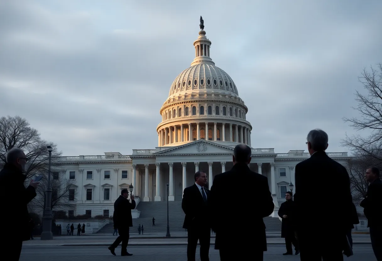 A tense political debate at the U.S. Capitol building regarding DHS funding.