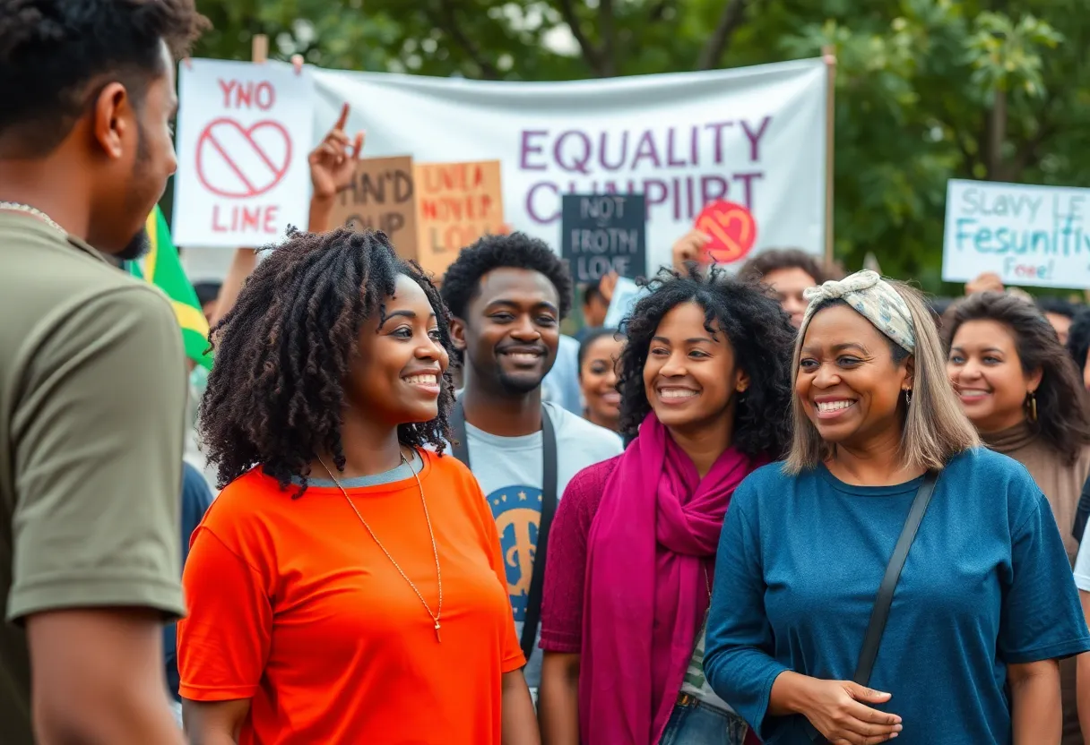 Community members celebrating social justice in Austin