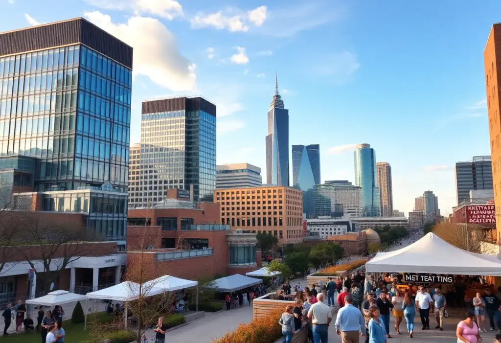 A bustling downtown Austin scene showcasing resilience and community spirit