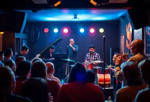Drew Simpson performing jazz at The Continental Gallery in Austin.