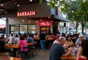 Community members at an East Austin barbecue restaurant emphasizing vigilance against theft.