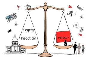 Illustration representing the balance between election integrity and voter privacy