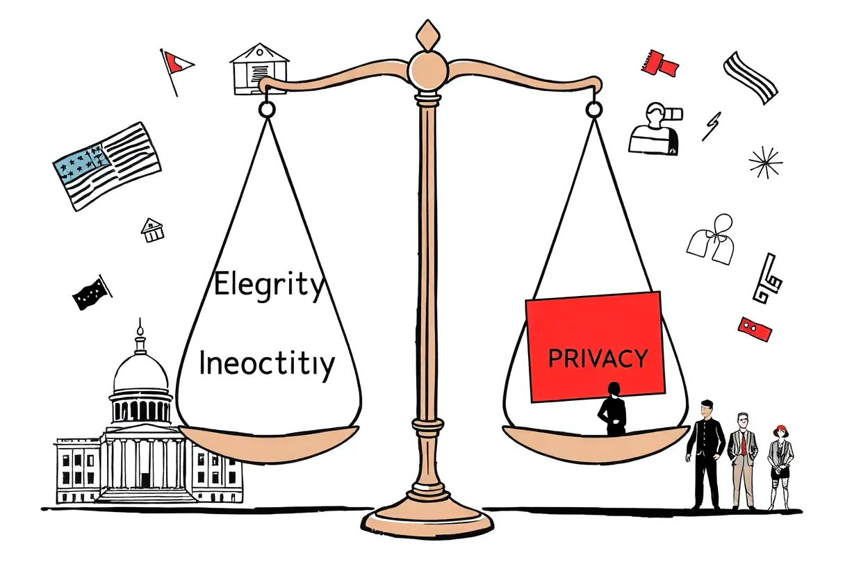Illustration representing the balance between election integrity and voter privacy
