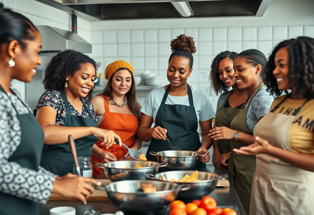Diverse women chefs collaborating in a kitchen environment, symbolizing empowerment in hospitality.