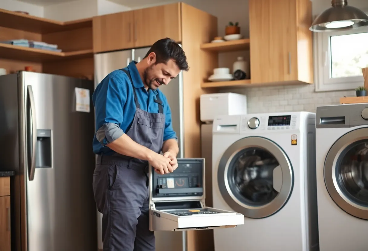 Technician repairing household appliances in Austin