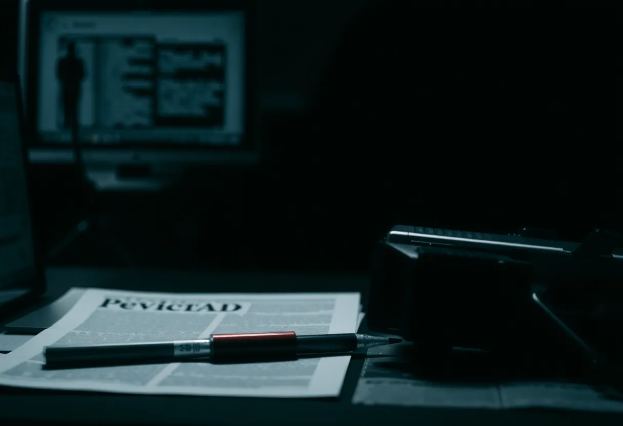 Illustration representing government investigation and press freedom issues